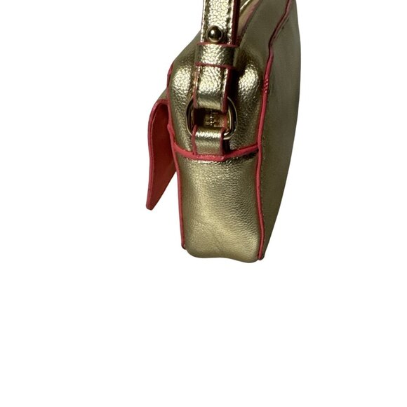 Lilly Pulitzer Metallic Gold Crossbody Bag With Pink Trim - Picture 6 of 16